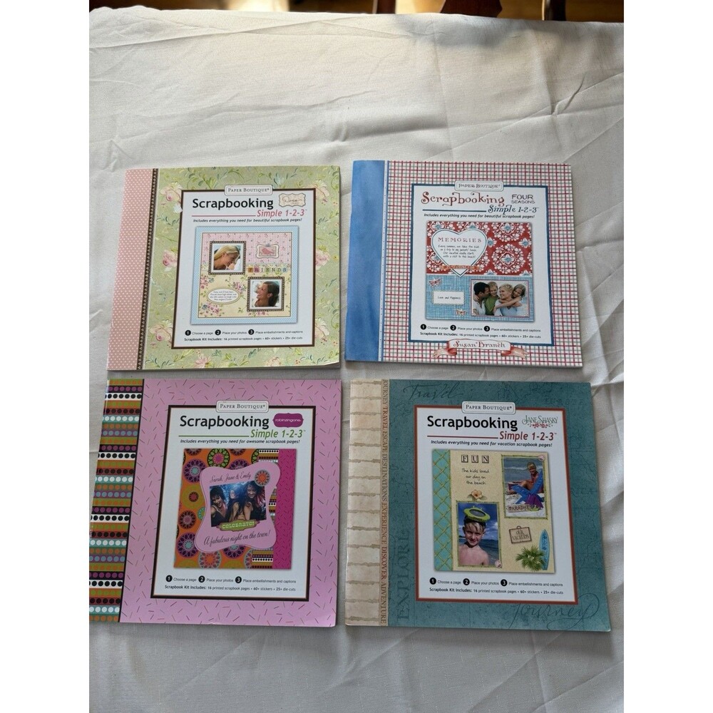 Scrapbook Kit Set Of 4-  Includes printed scrapbook pages - stickers - die-cuts